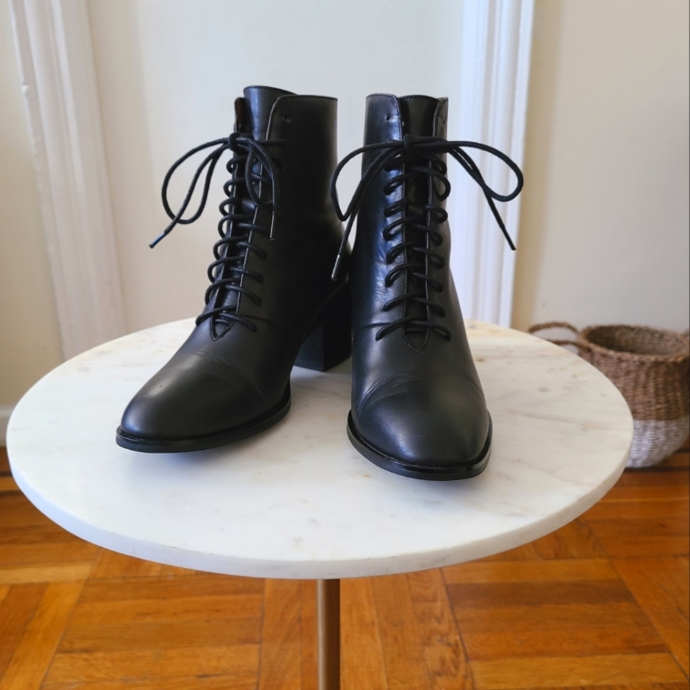JEFFREY CAMPBELL Talcott-2 Lace-up Booties In Black